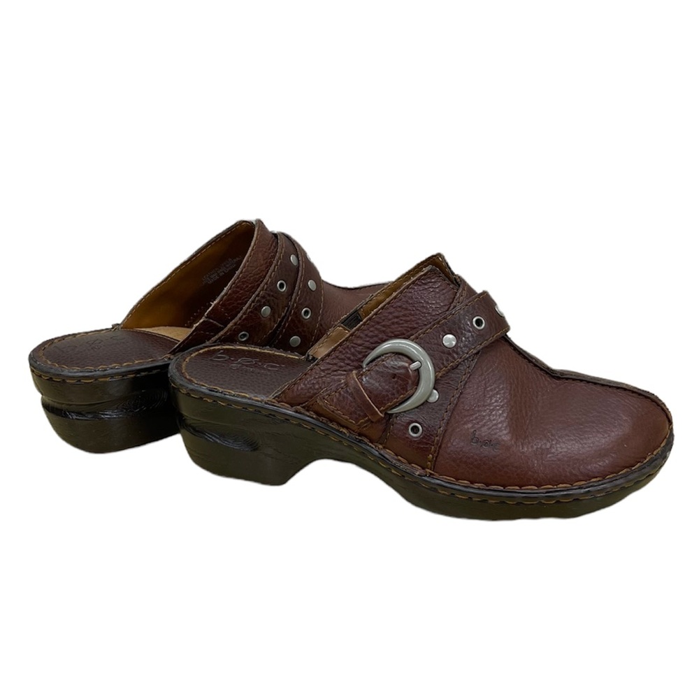 B.O.C. BORN CONCEPT Brown Leather Women’s Clogs Size 9